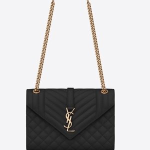 YSL PURSE ENVELOPE MEDIUM BAG IN MIX MATELASSÉ GRAIN DE POUDRE EMBOSSED LEATHER